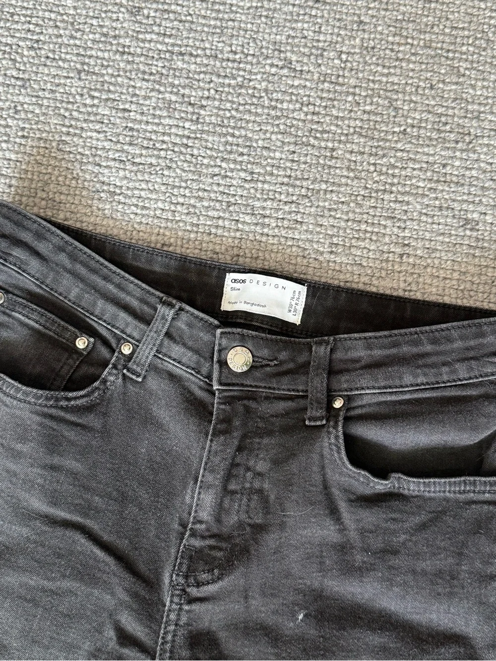 ASOS Design Men's Jeans Slim W30 L30 Black Slacks Straight Leg